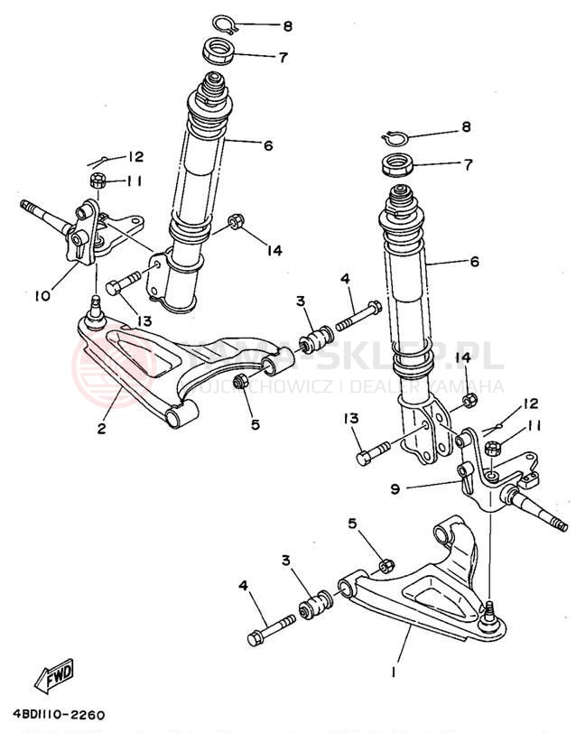 Schemat "Koło przód" do Yamaha TIMBERWOLF 2WD YFB250F