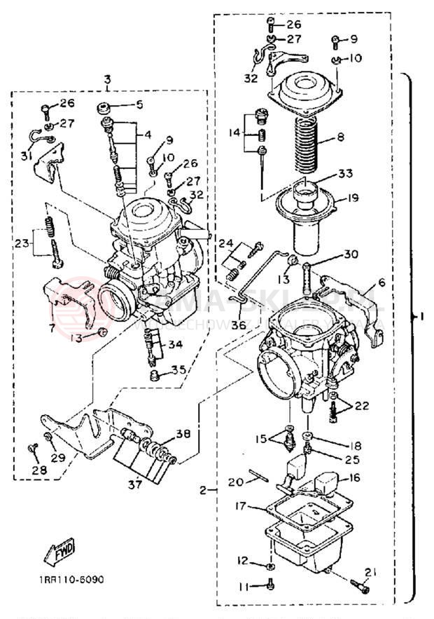 Schemat "Gaźnik" do Yamaha VIRAGO 750 XV750U/XV750UC
