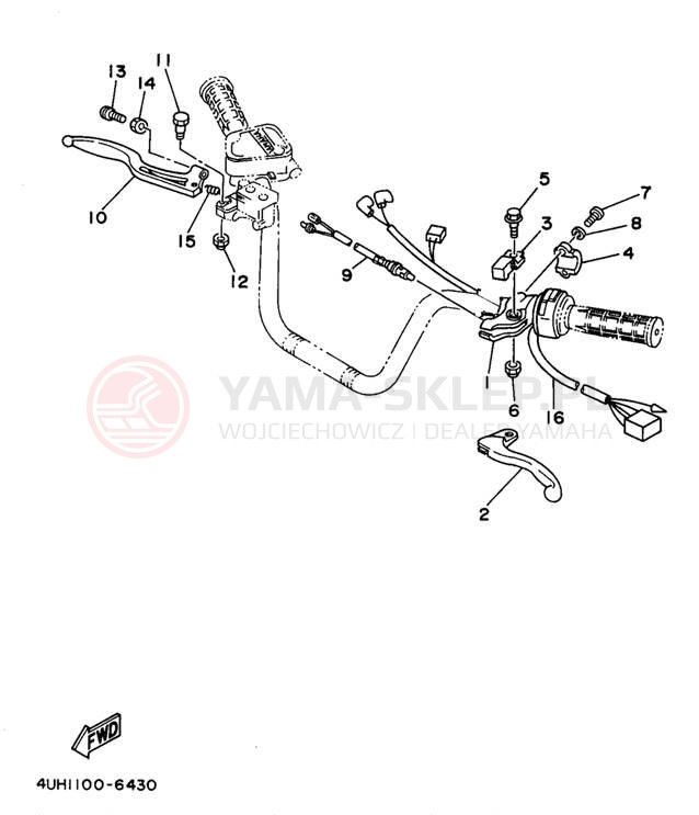 Schemat "Kierownica i osprzęt" do Yamaha BIG BEAR 2WD YFM350UK