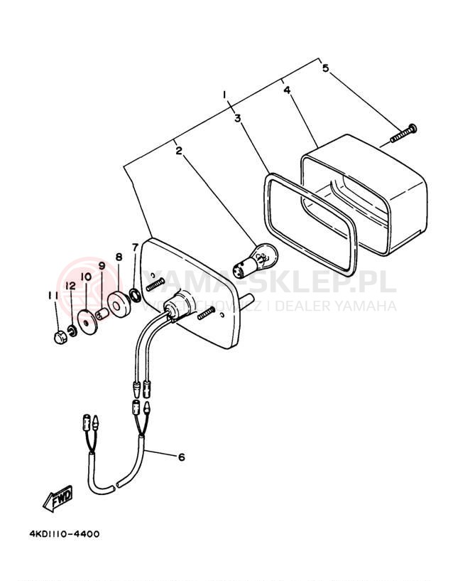 Schemat "lampa tył" do Yamaha TIMBERWOLF 4WD YFB250FWK