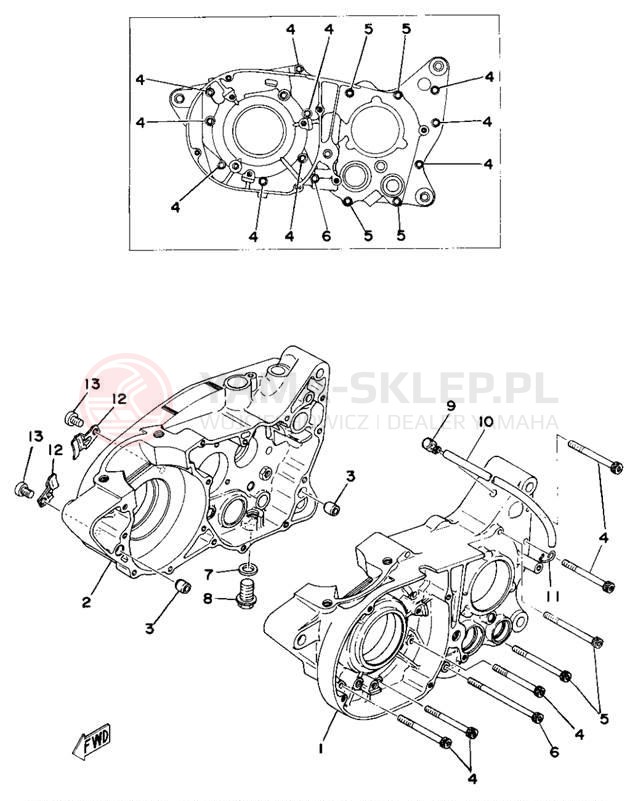 Schemat "Obudowa silnika" do Yamaha TY250C