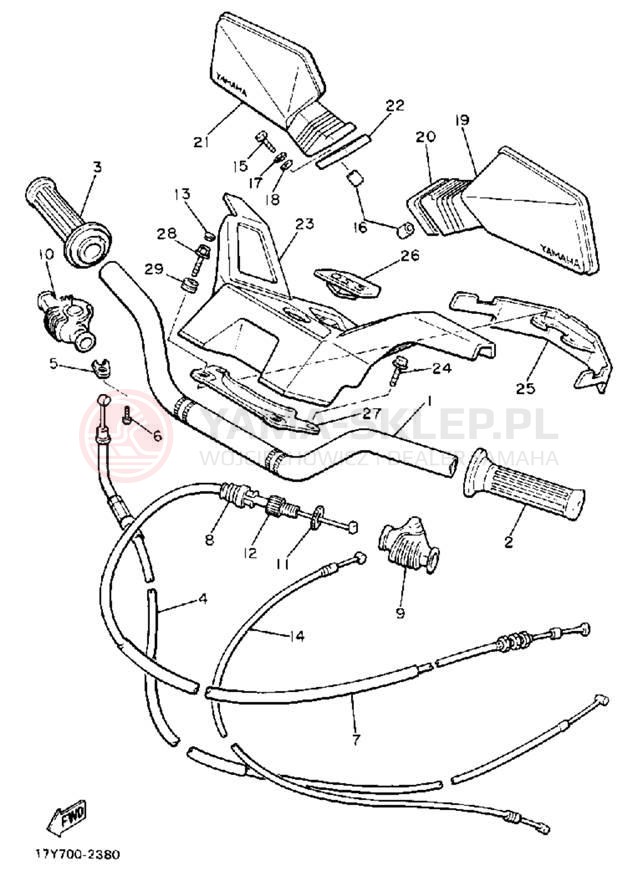 Schemat "Kierownica i osprzęt" do Yamaha XJ650LK