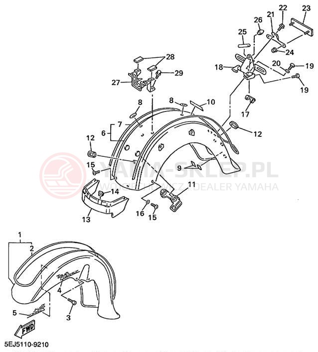 Schemat "błotnik" do Yamaha XVZ13ATL/XVZ13ATLC