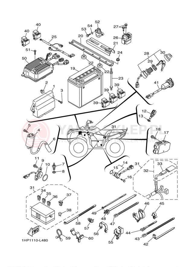 Schemat "układ elektryczny" do Yamaha GRIZZLY 700 EPS 4WD YFM7FGPBGR
