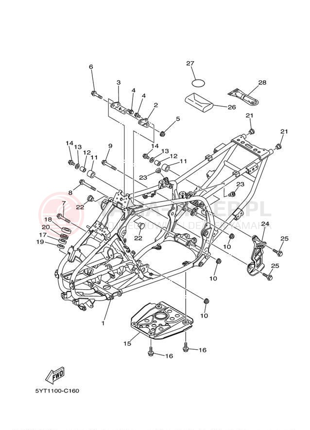 Schemat "rama" do Yamaha RAPTOR 350 YFM35RYW/YFM35RYL
