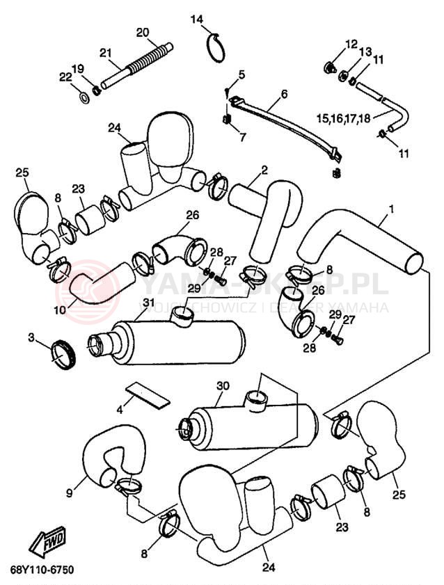 Schemat "wydech" do Yamaha XR1800 XRT1200Y
