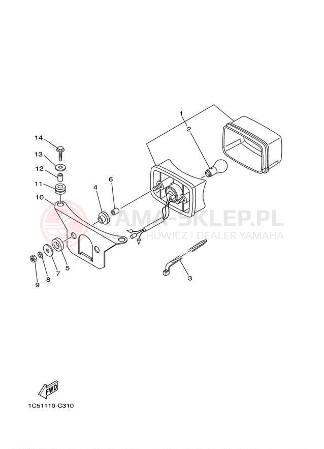 Schemat "lampa tył" do Yamaha GRIZZLY 125 HUNTER YFM125GHT