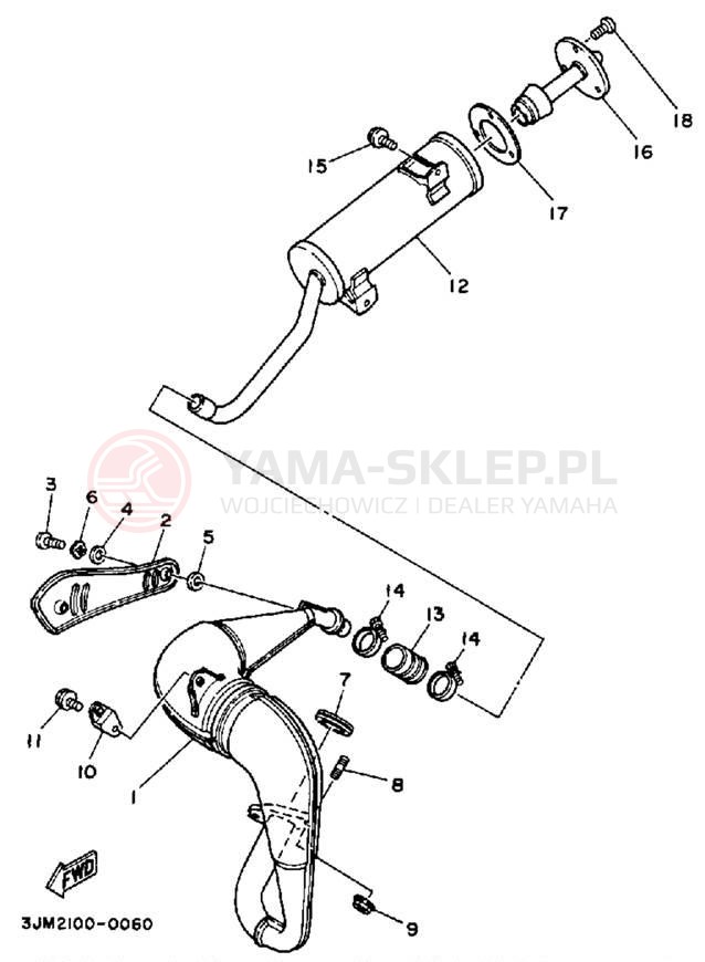 Schemat "Wydech końcowy" do Yamaha BLASTER YFS200A