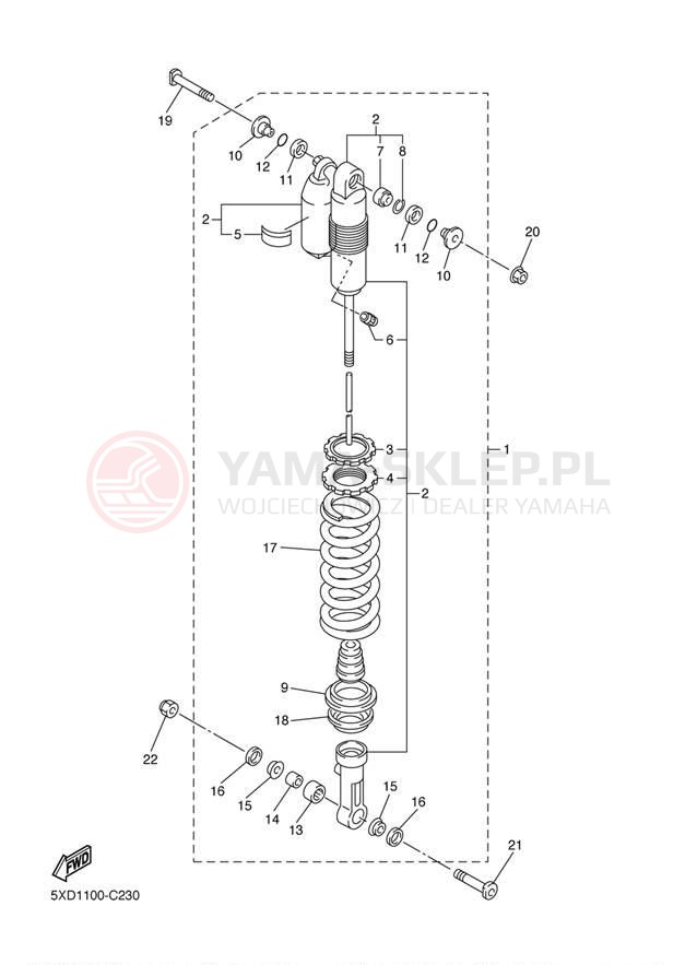 Schemat "zawieszenie tył" do Yamaha WR450F WR450FS