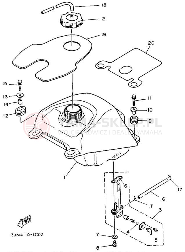 Schemat "zbiornik paliwa" do Yamaha BLASTER YFS200E_MN