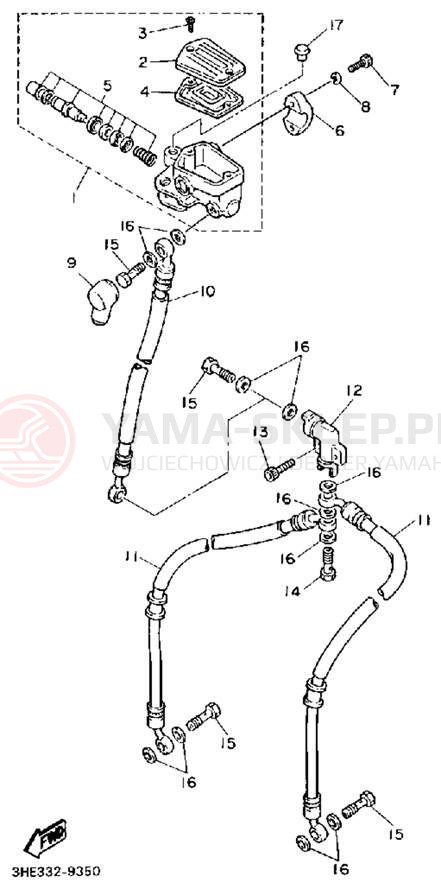 Schemat "Pompa hamulcowa przednia" do Yamaha FZR600RA