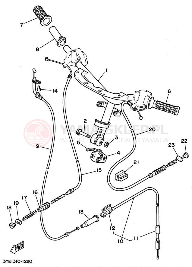 Schemat "Kierownica i osprzęt" do Yamaha JOG CY50G