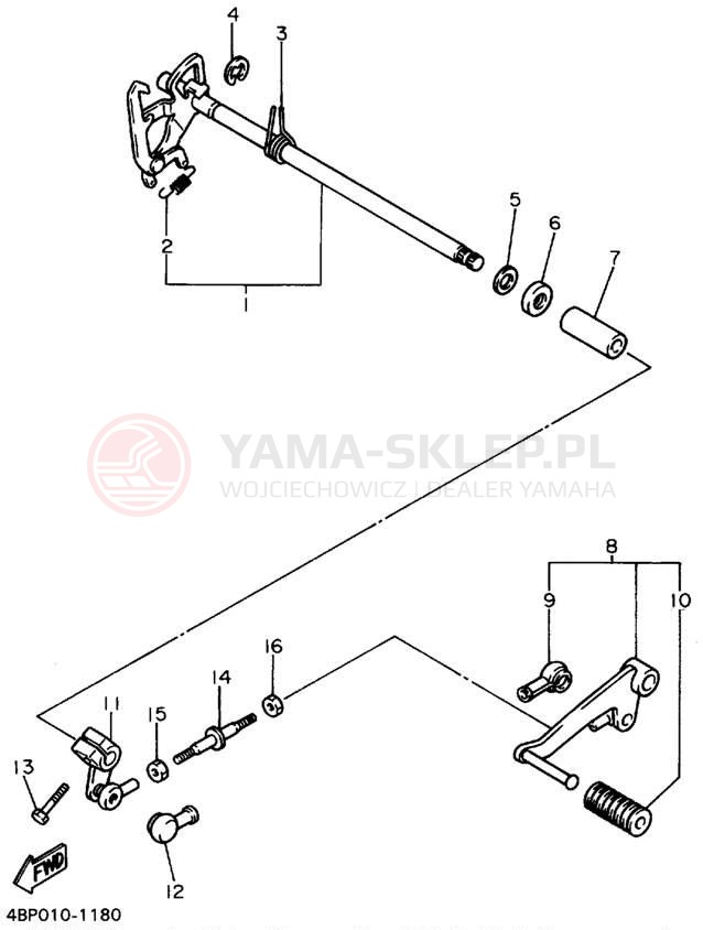 Schemat "Dźwignia zmiany biegów, wałek" do Yamaha SECA II XJ600SFC/XJ600SF