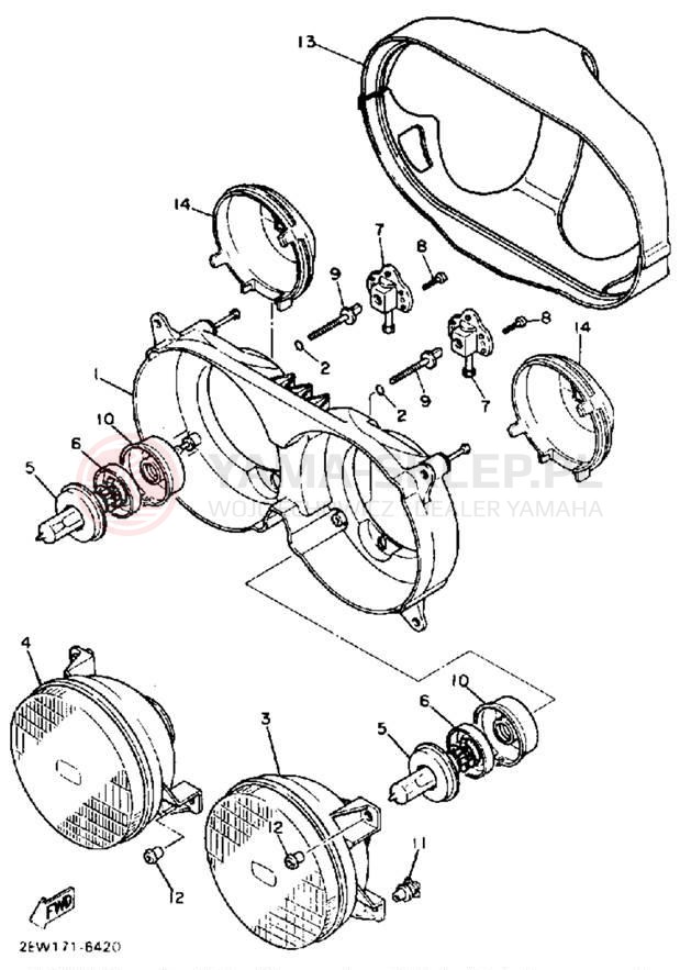 Schemat "Lampa przód" do Yamaha FZ600T/FZ600TC