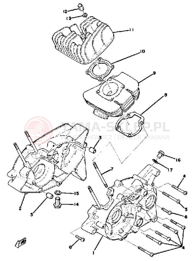 Schemat "Obudowa silnika - cylinder" do Yamaha GTMXC/GT80C
