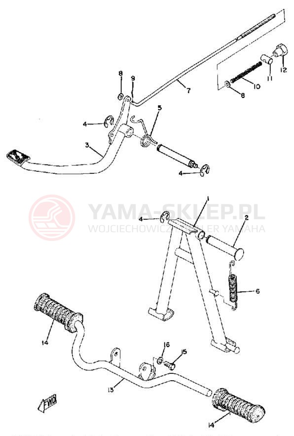 Schemat "Stopka postoj., dźw. Hamulca tył" do Yamaha RD60A