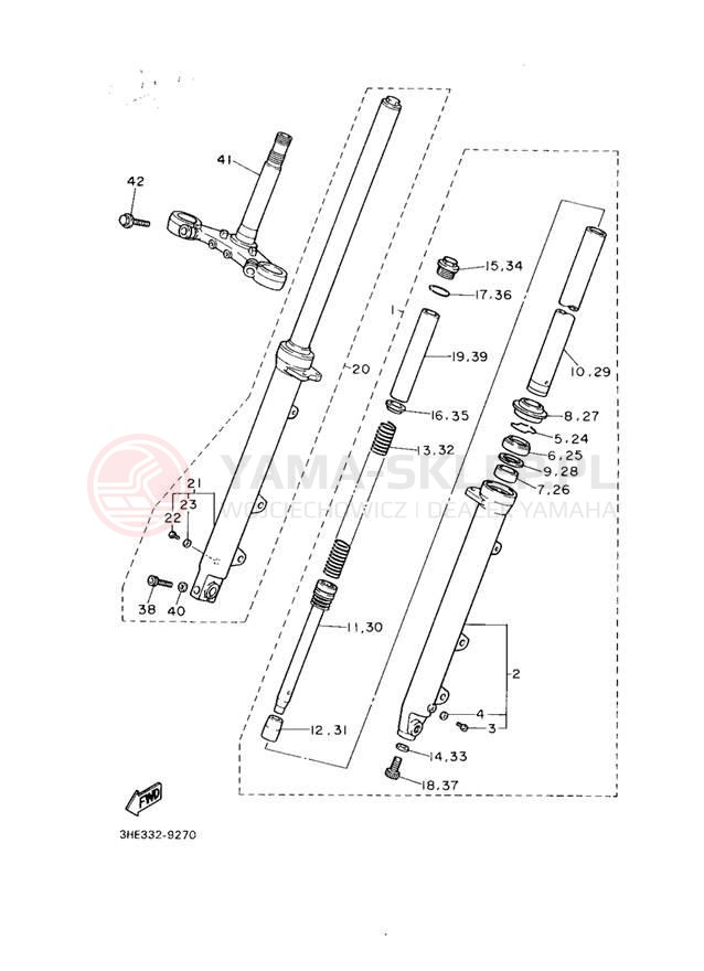Schemat "Amortyzatory przód" do Yamaha FZR600RE