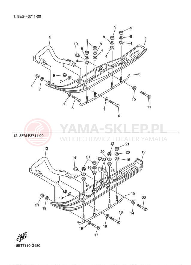 Schemat "płozy" do Yamaha RS VENTURE RST90BS