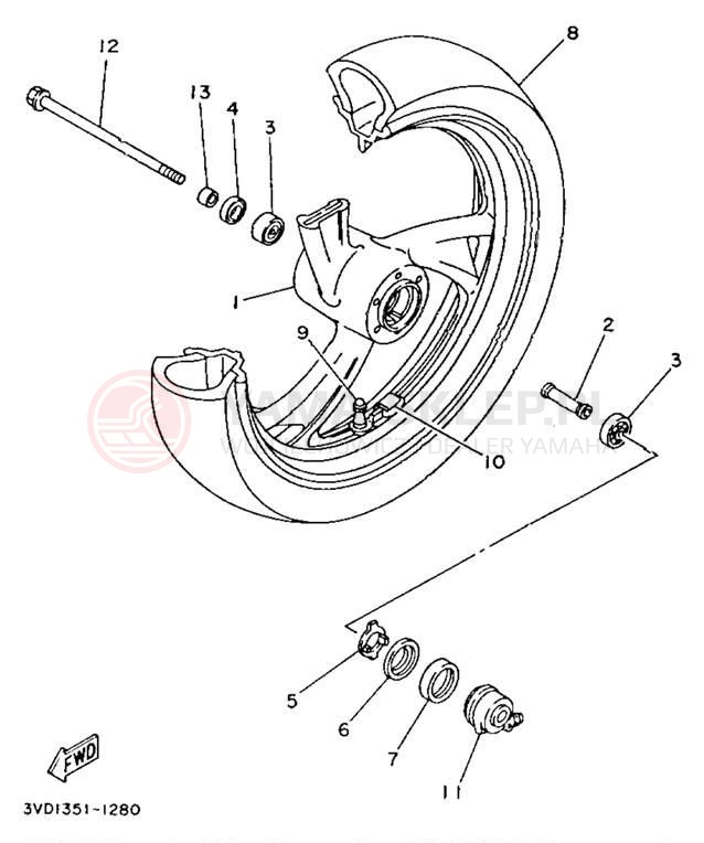 Schemat "Koło przód" do Yamaha TDM850 TDM850E/TDM850EC