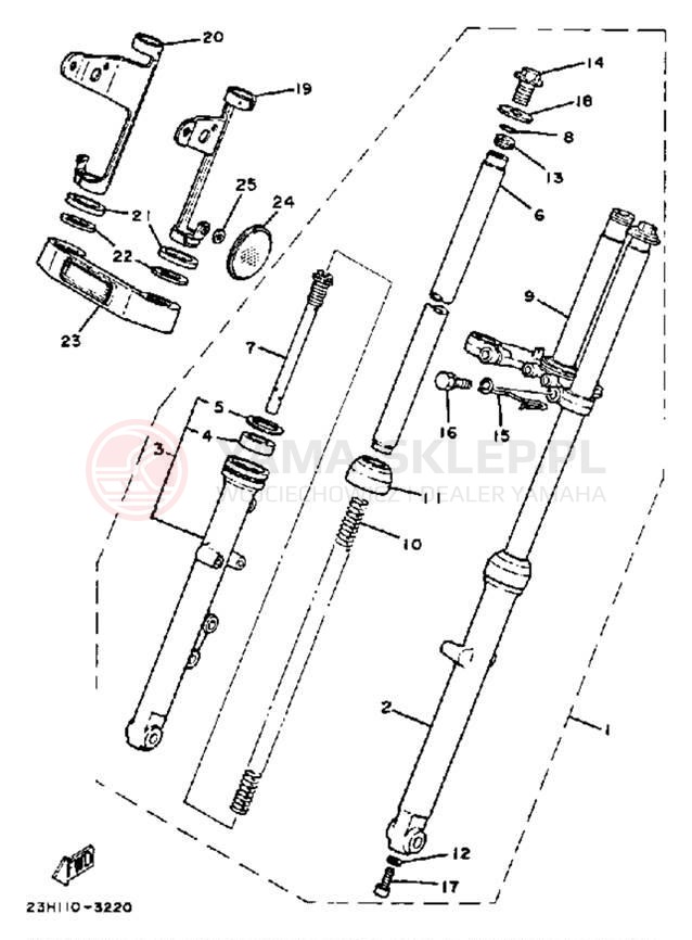 Schemat "Amortyzatory przód" do Yamaha RX50K