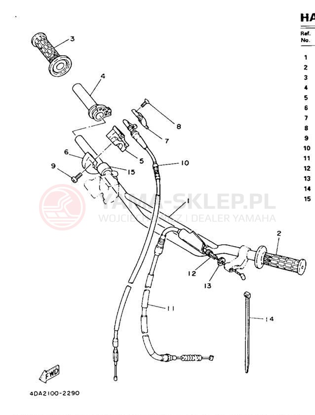 Schemat "Kierownica i osprzęt" do Yamaha YZ250E