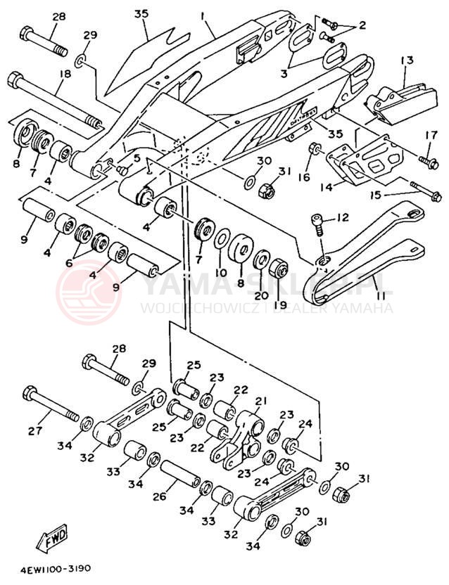 Schemat "wahacz" do Yamaha YZ250E1