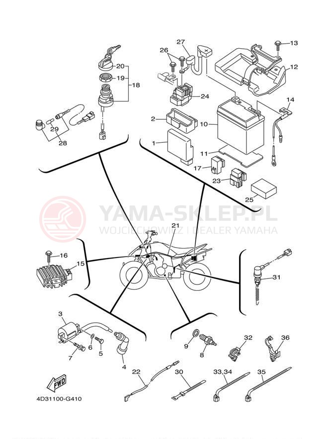 Schemat "układ elektryczny" do Yamaha RAPTOR 250 YFM25RDW/YFM25RDL