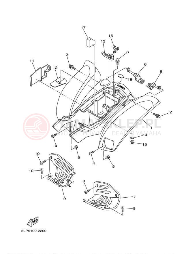 Schemat "Tylny błotnik" do Yamaha RAPTOR SE YFM660RSET