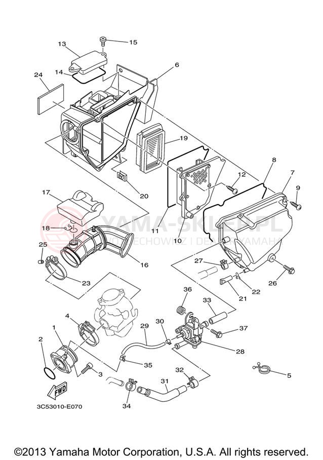 Schemat "Wtrysk paliwa" do Yamaha XT250 XT250X/XT250XC