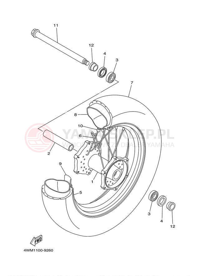 Schemat "Koło przód" do Yamaha ROAD STAR SPOKE XV17AV/XV17AVC