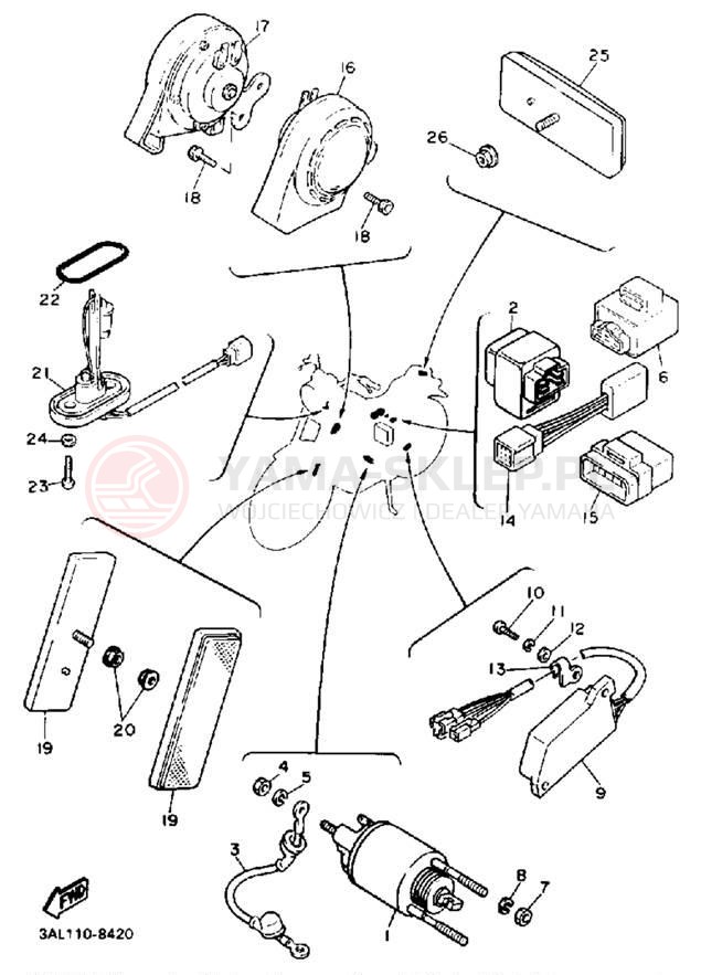 Schemat "układ elektryczny" do Yamaha VIRAGO 750 XV750AC/XV750A