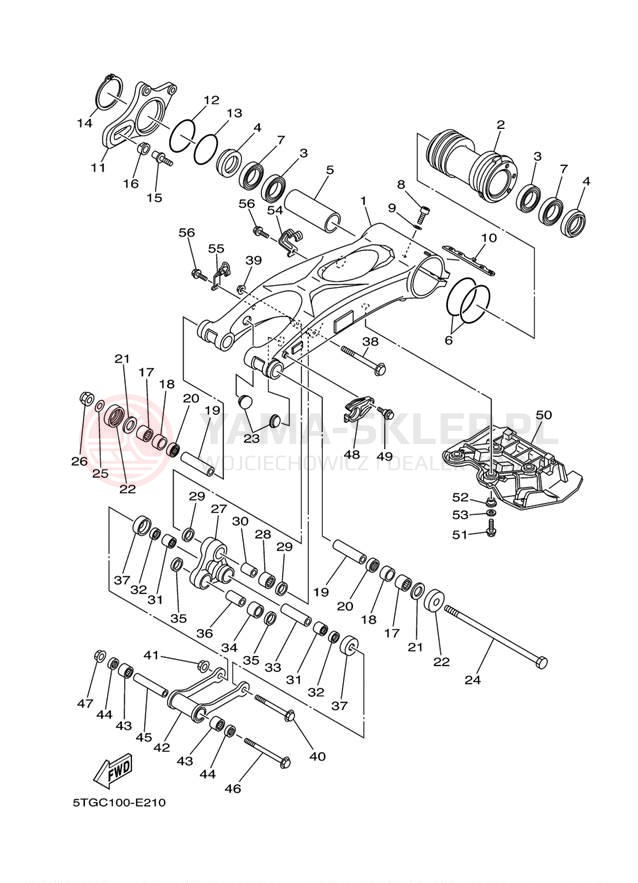 Schemat "wahacz" do Yamaha YFZ450 YFZ450YL/YFZ450YW