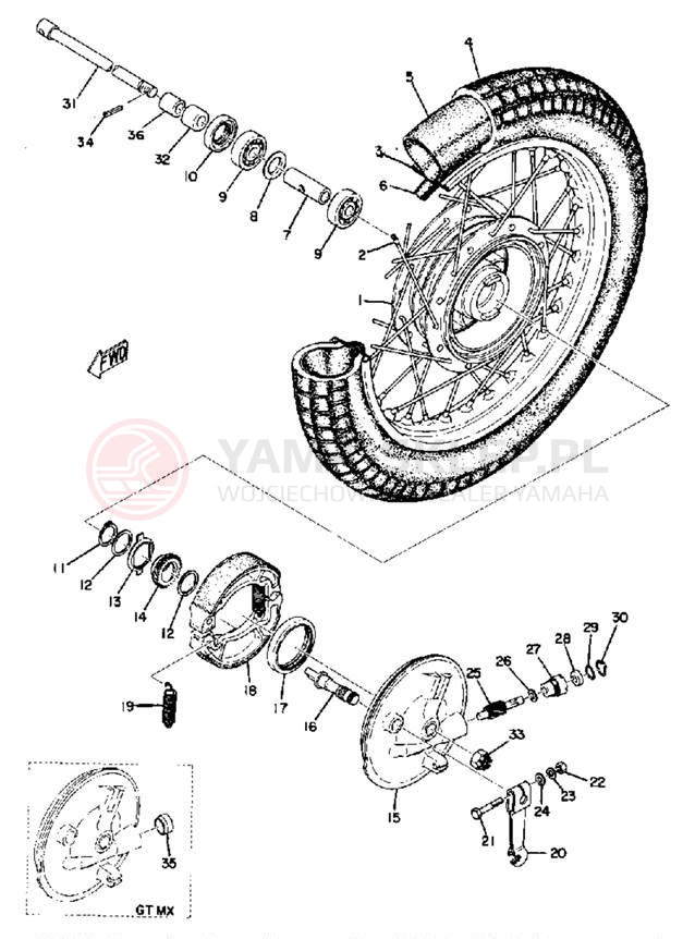 Schemat "Koło przód" do Yamaha GT80MXB/GT80B