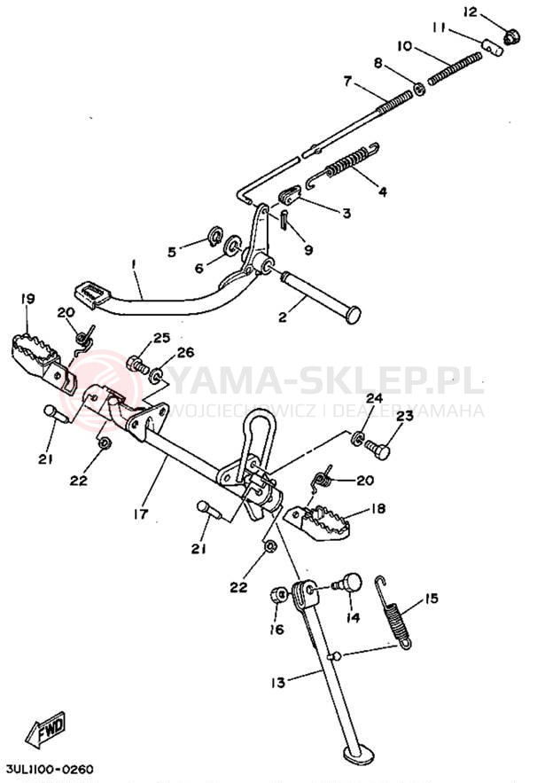 Schemat "Stopka postojowa i podnóżki" do Yamaha RT100G