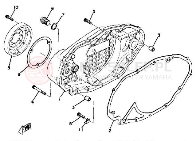 Schemat "Pokrywa silnika" do Yamaha TX500A