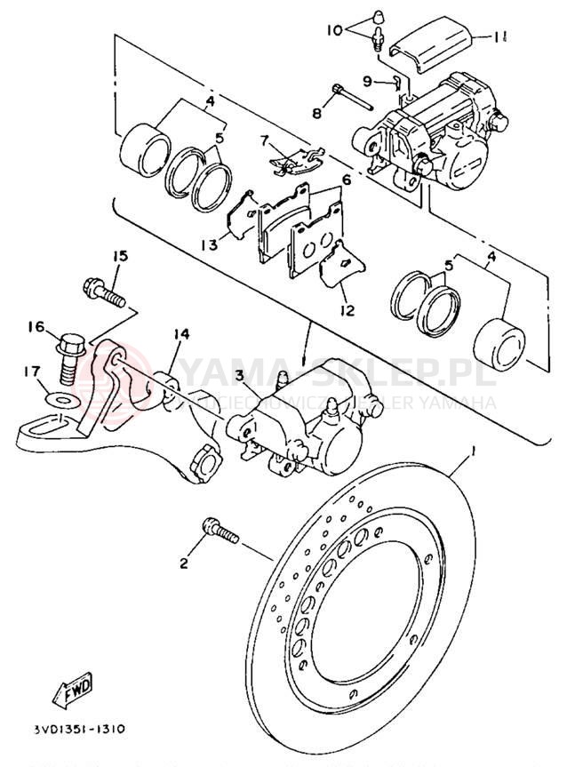Schemat "Zacisk hamulcowy tylny" do Yamaha TDM850 TDM850E/TDM850EC