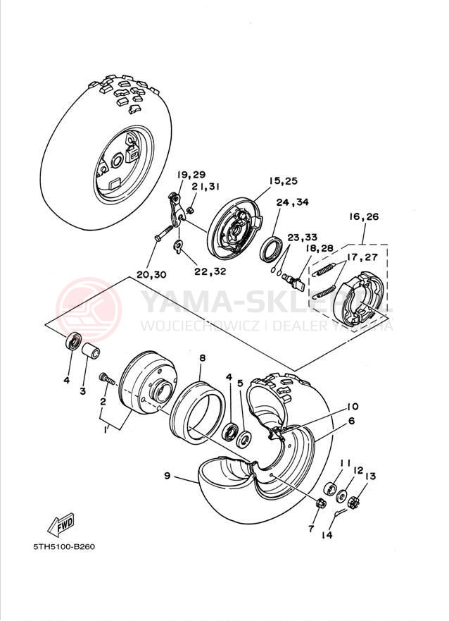 Schemat "Koło przód" do Yamaha RAPTOR 80 YFM80RT