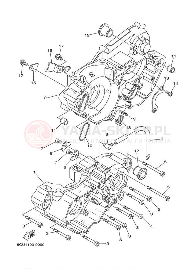 Schemat "Obudowa silnika" do Yamaha YZ250 YZ250S1