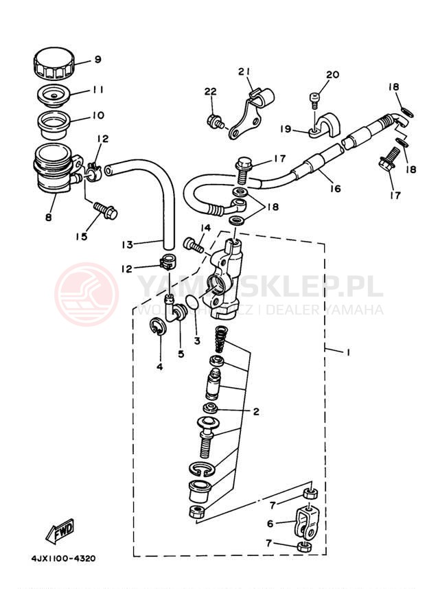 Schemat "Pompa hamulcowa tył" do Yamaha WR250ZJ