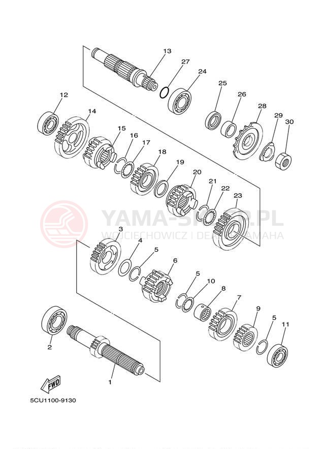 Schemat "Skrzynia biegów " do Yamaha YZ250 YZ250S1