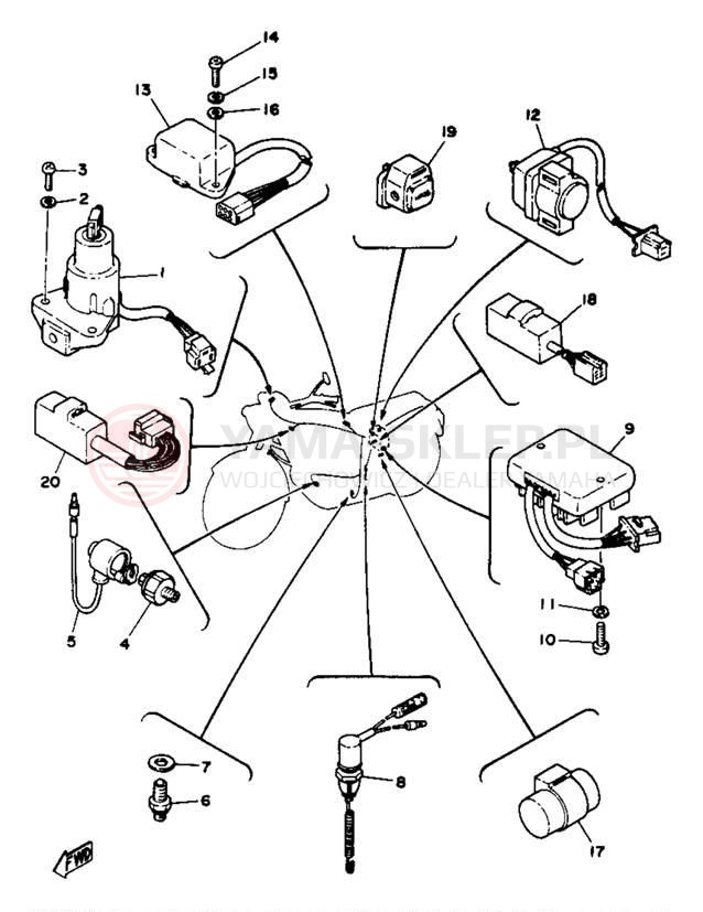 Schemat "układ elektryczny" do Yamaha XS750SE