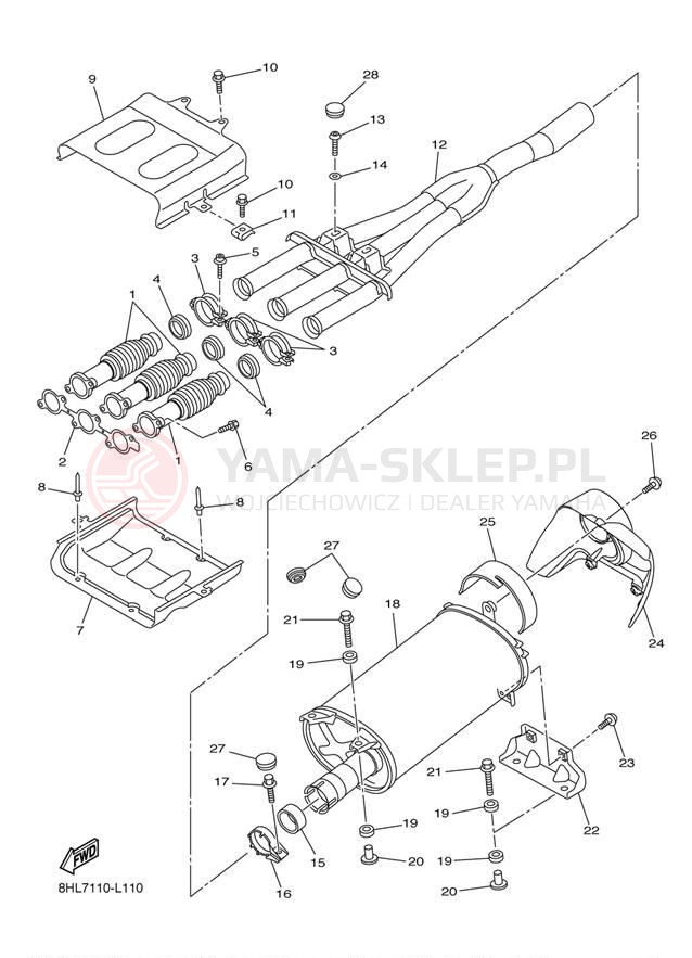 Schemat "Wydech końcowy" do Yamaha FX NYTRO XTX FX10XTBL/FX10XTBB