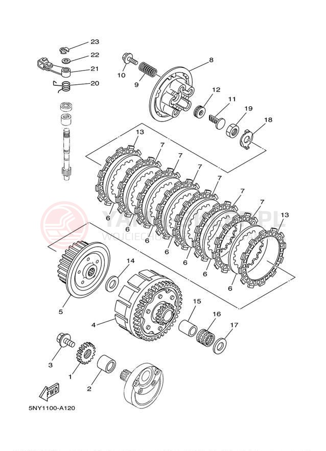 Schemat "sprzęgło" do Yamaha YZ125 YZ125R