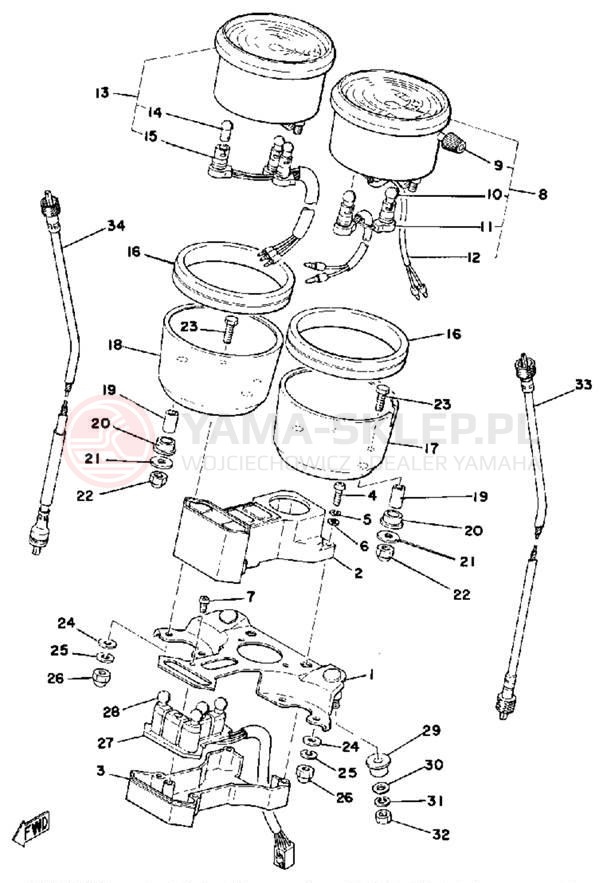 Schemat "Przędkościomierz" do Yamaha XS360_2D