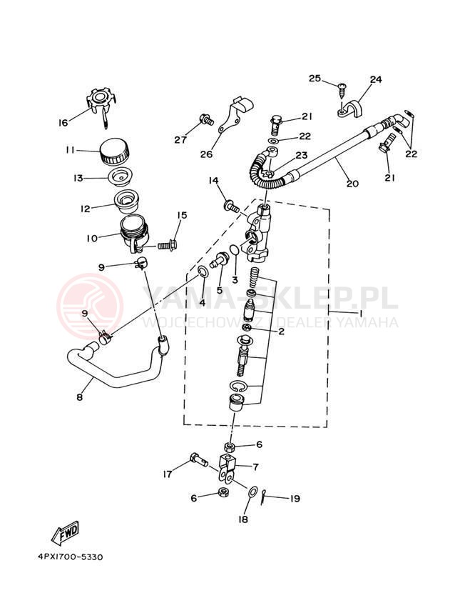 Schemat "Pompa hamulcowa tył" do Yamaha TT-R250 TTR250SC/TTR250S