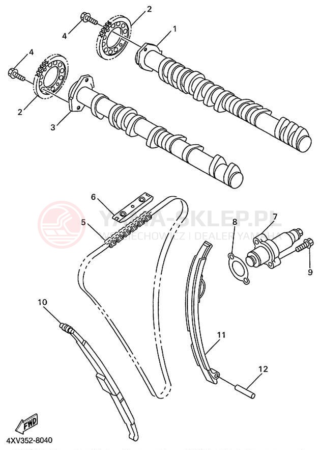 Schemat "Rozrząd - łańcuszek" do Yamaha YZFR1 YZFR1KC/YZFR1K