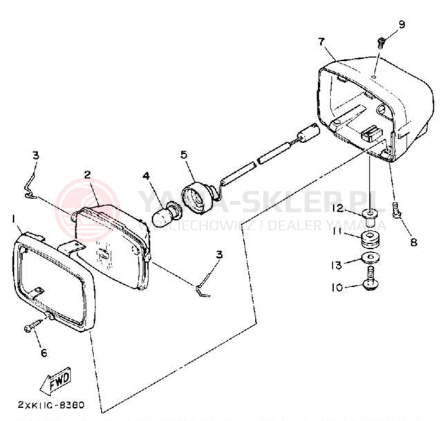 Schemat "Lampa przód" do Yamaha YFM350XD