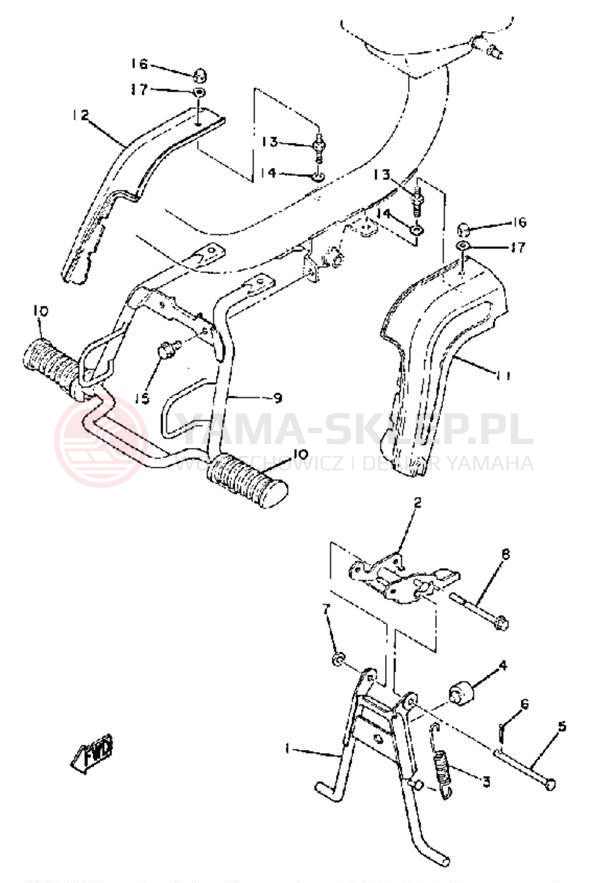 Schemat "Stopka postojowa i podnóżki" do Yamaha QT502G/QT50
