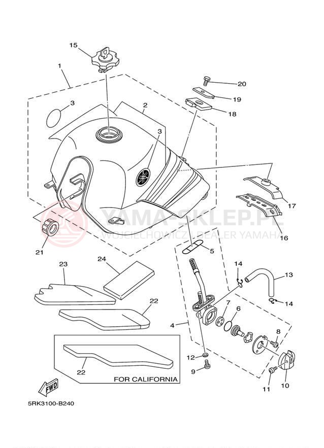 Schemat "zbiornik paliwa" do Yamaha XT225 XT225RC/XT225R