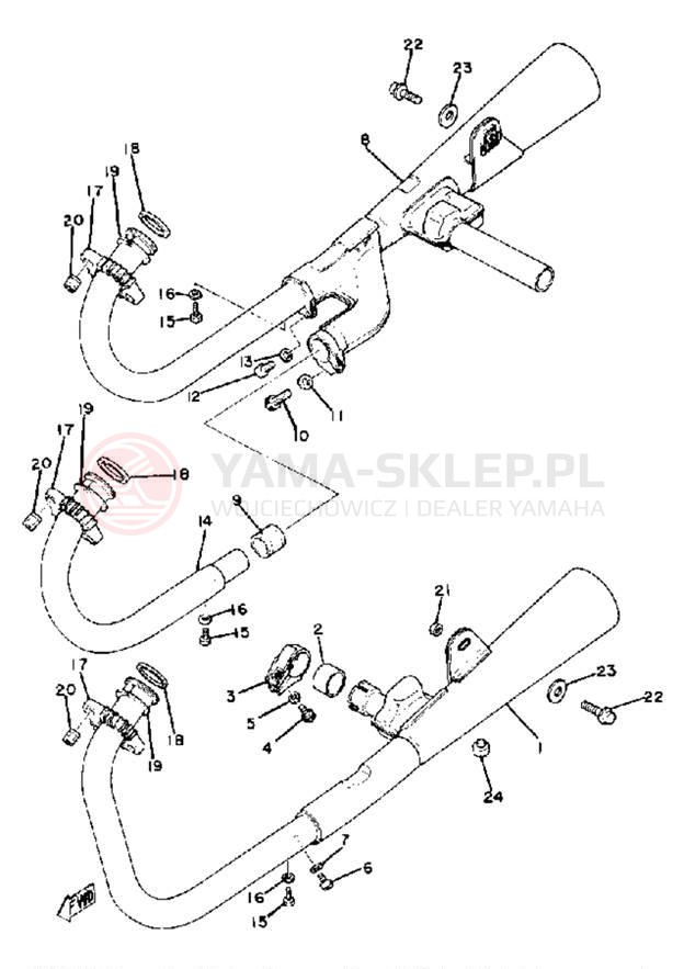 Schemat "Wydech końcowy" do Yamaha XS850LG